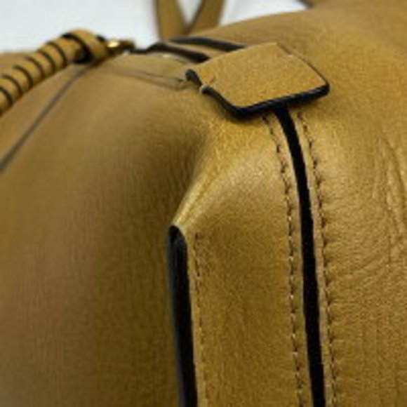 Chloe Milo logo Shoulder Bag Tote leather yellow green - Picture 3 of 6